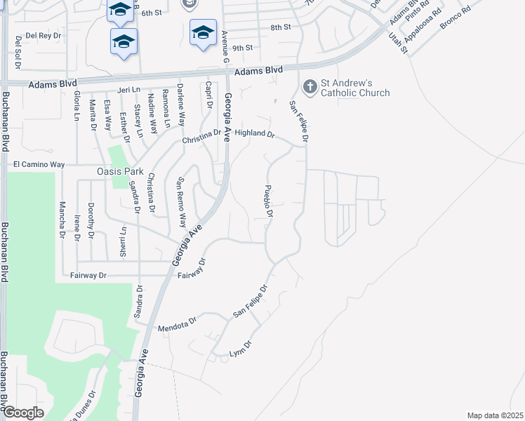 map of restaurants, bars, coffee shops, grocery stores, and more near 1424 Pueblo Drive in Boulder City