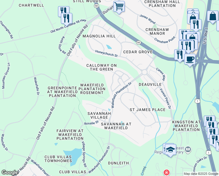 map of restaurants, bars, coffee shops, grocery stores, and more near 2949 Imperial Oaks Drive in Raleigh