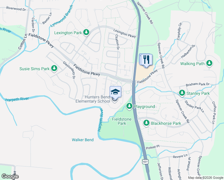 map of restaurants, bars, coffee shops, grocery stores, and more near 310 Hanley Lane in Franklin