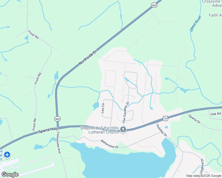 map of restaurants, bars, coffee shops, grocery stores, and more near 329 Dillon Street in Crossville