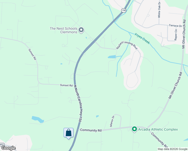 map of restaurants, bars, coffee shops, grocery stores, and more near 333 Highland Hills Drive in Clemmons