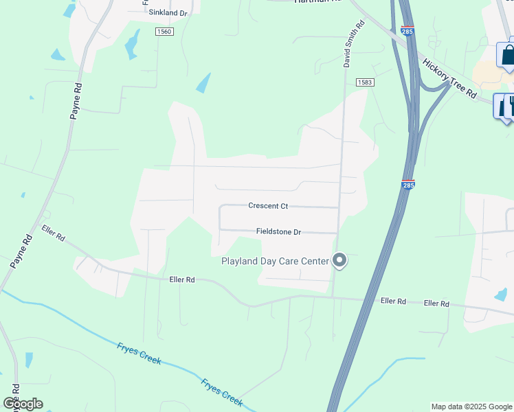 map of restaurants, bars, coffee shops, grocery stores, and more near 1130 Crescent Court in Winston-Salem