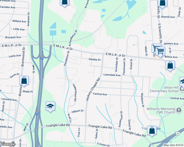 map of restaurants, bars, coffee shops, grocery stores, and more near 2226 Yale Court in High Point