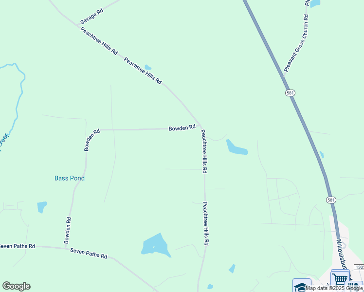 map of restaurants, bars, coffee shops, grocery stores, and more near Peachtree Hills Road in Spring Hope