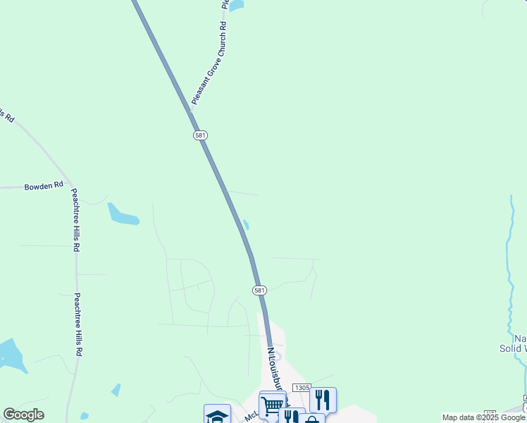 map of restaurants, bars, coffee shops, grocery stores, and more near 969 North Carolina 581 in Spring Hope