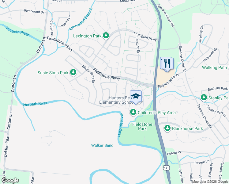map of restaurants, bars, coffee shops, grocery stores, and more near 7048 Penbrook Drive in Franklin