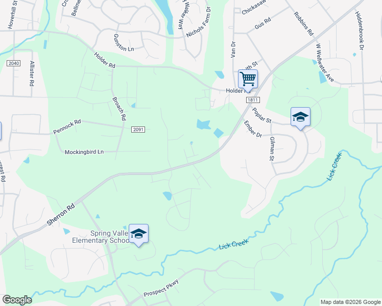 map of restaurants, bars, coffee shops, grocery stores, and more near 3005 Worthy Way in Durham