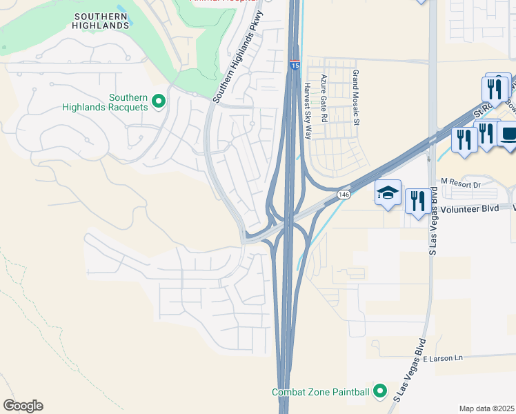 map of restaurants, bars, coffee shops, grocery stores, and more near 12540 Mosticone Way in Las Vegas