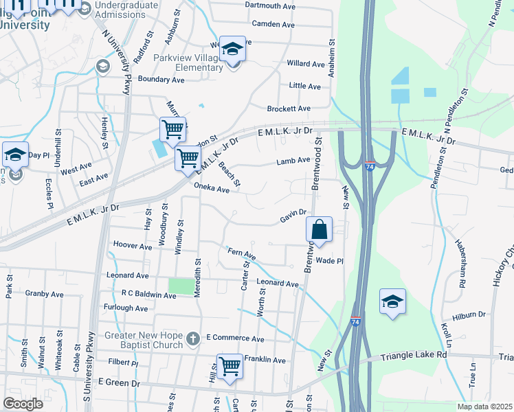 map of restaurants, bars, coffee shops, grocery stores, and more near 209 Seashire Court in High Point