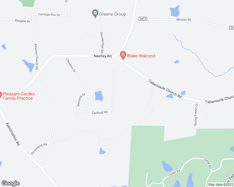map of restaurants, bars, coffee shops, grocery stores, and more near 2406 Carlford Road in Pleasant Garden