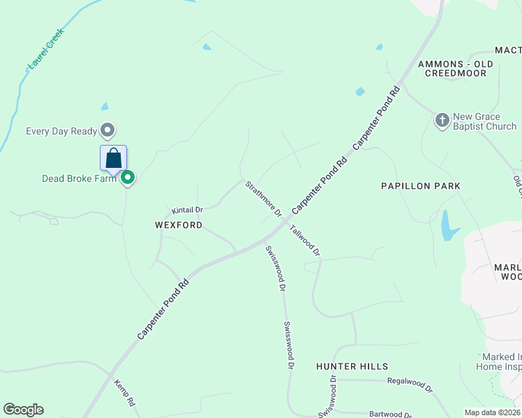 map of restaurants, bars, coffee shops, grocery stores, and more near 6 King William Court in Raleigh