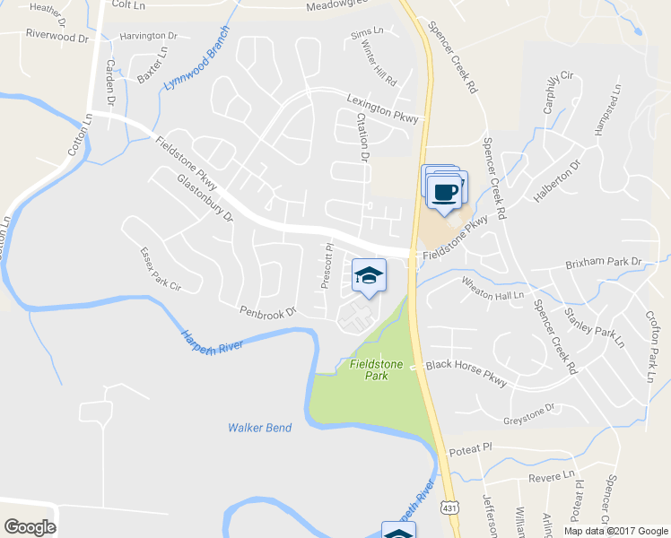 map of restaurants, bars, coffee shops, grocery stores, and more near 310 Hanley Lane in Franklin
