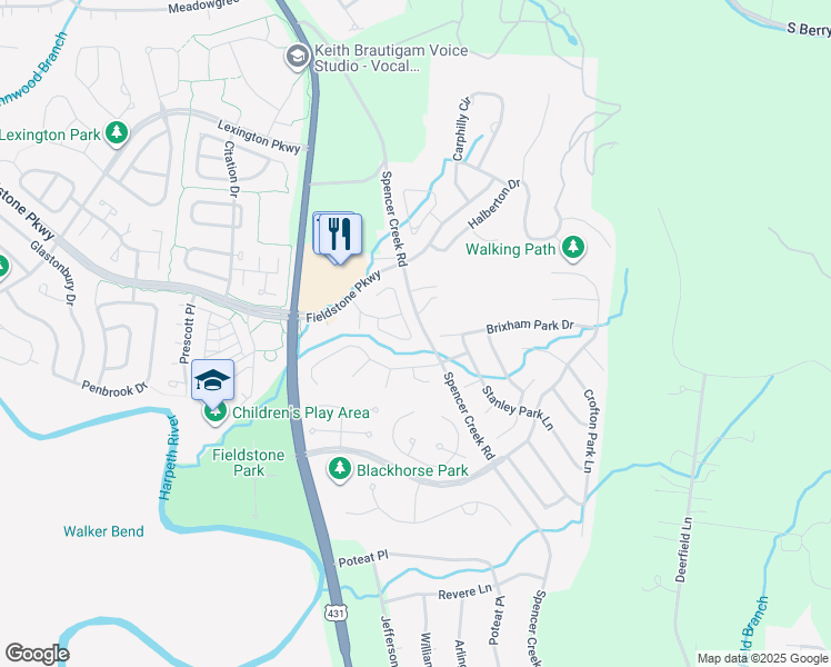 map of restaurants, bars, coffee shops, grocery stores, and more near 73 Alton Park Lane in Franklin