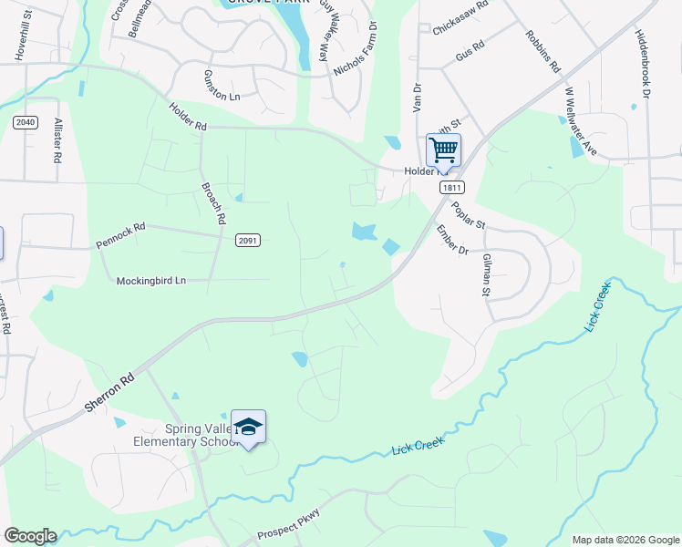 map of restaurants, bars, coffee shops, grocery stores, and more near 1004 Sherron Road in Durham