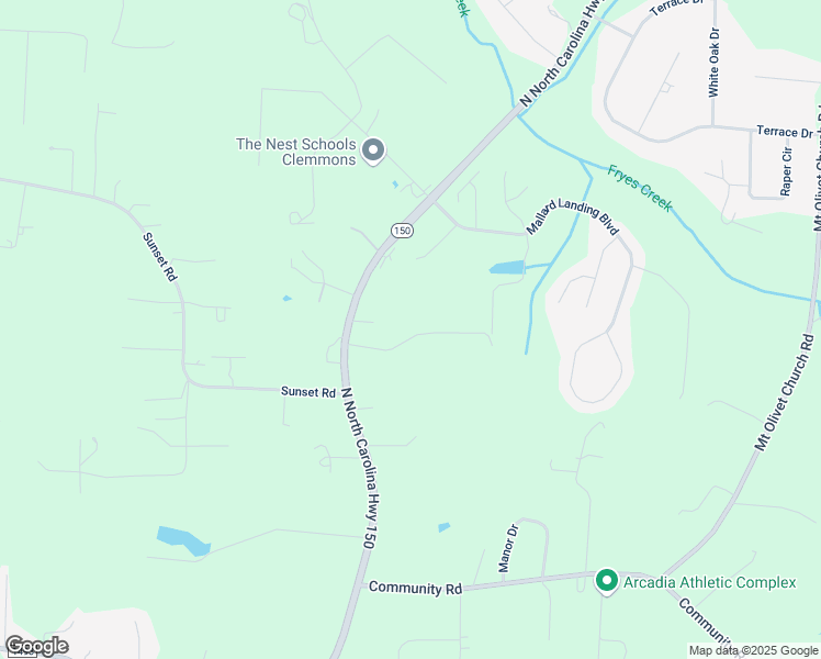 map of restaurants, bars, coffee shops, grocery stores, and more near 255 Highland Hills Drive in Clemmons