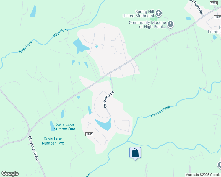 map of restaurants, bars, coffee shops, grocery stores, and more near 106 Canterbury Road in High Point