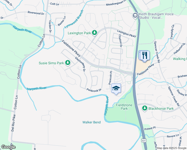 map of restaurants, bars, coffee shops, grocery stores, and more near 3041 Wilcot Way in Franklin