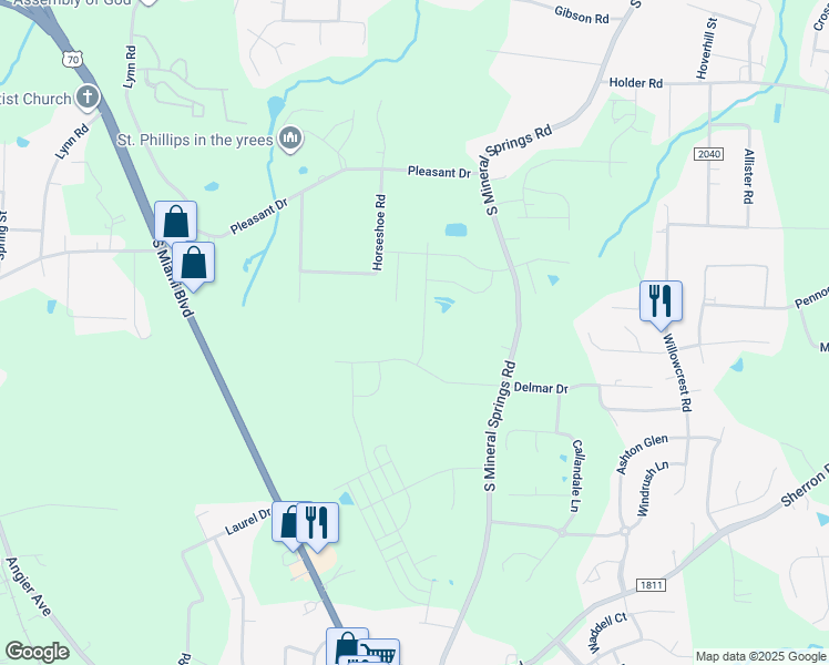 map of restaurants, bars, coffee shops, grocery stores, and more near 1054 Spacious Skies Lane in Durham