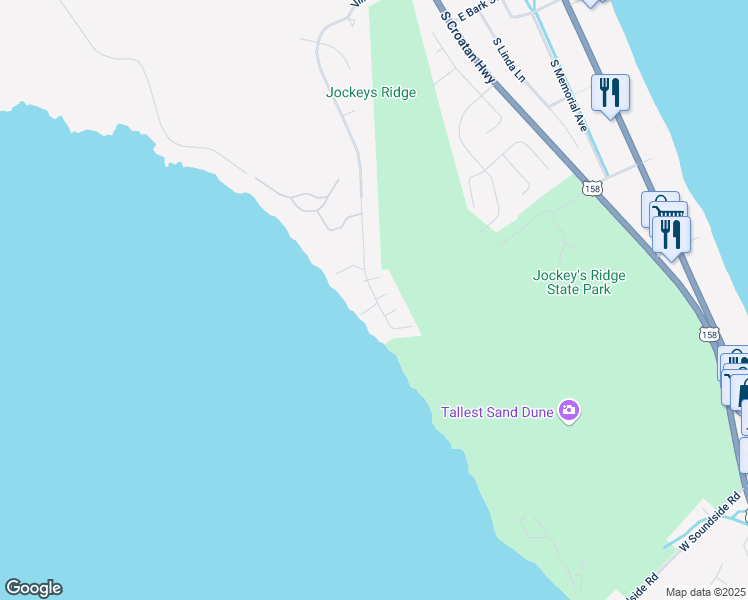 map of restaurants, bars, coffee shops, grocery stores, and more near 500-T5 Villa Dunes Drive in Nags Head