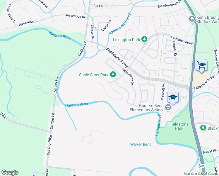 map of restaurants, bars, coffee shops, grocery stores, and more near 493 Essex Park Circle in Franklin