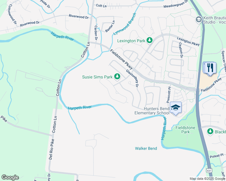 map of restaurants, bars, coffee shops, grocery stores, and more near 493 Essex Park Circle in Franklin