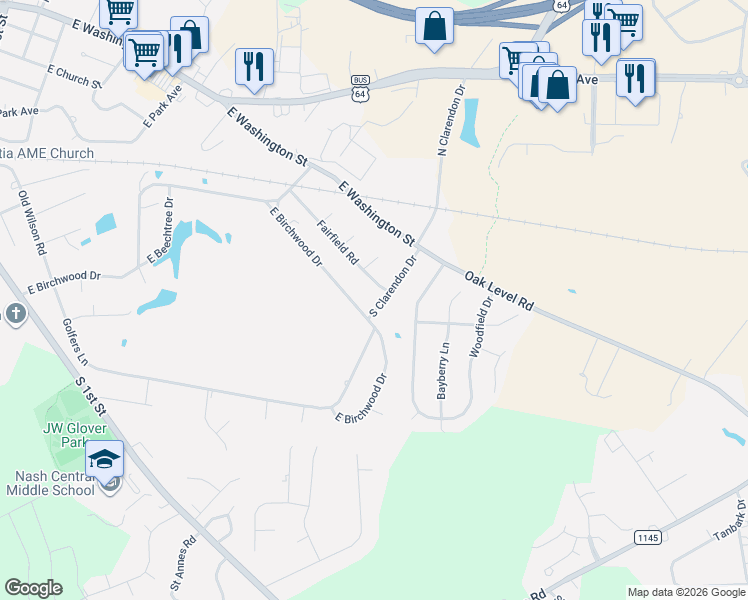 map of restaurants, bars, coffee shops, grocery stores, and more near 112 South Clarendon Drive in Nashville