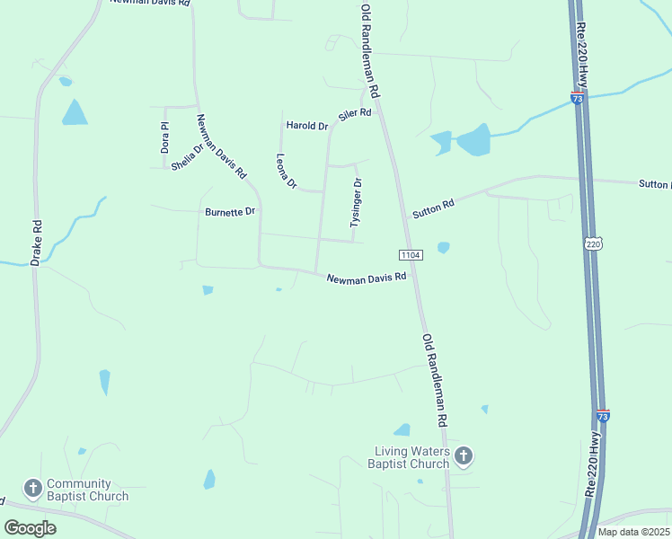 map of restaurants, bars, coffee shops, grocery stores, and more near 5938 Newman Davis Road in Greensboro