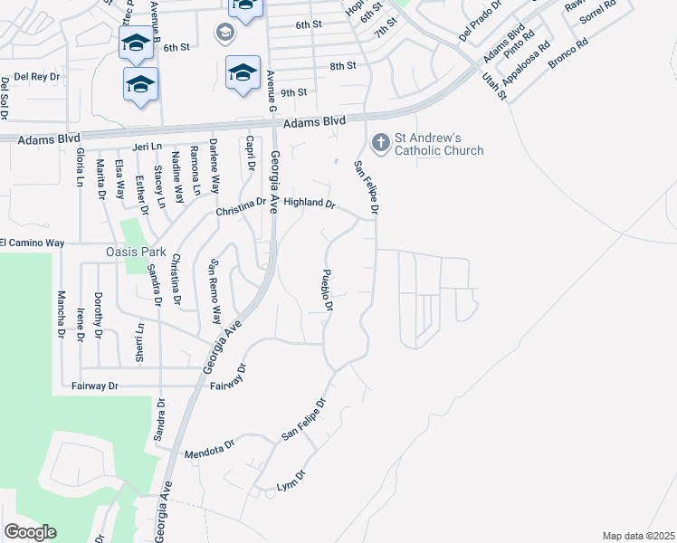 map of restaurants, bars, coffee shops, grocery stores, and more near 1413 Pueblo Drive in Boulder City