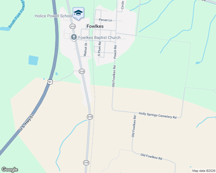 map of restaurants, bars, coffee shops, grocery stores, and more near 895 Old Fowlkes Road in Dyersburg