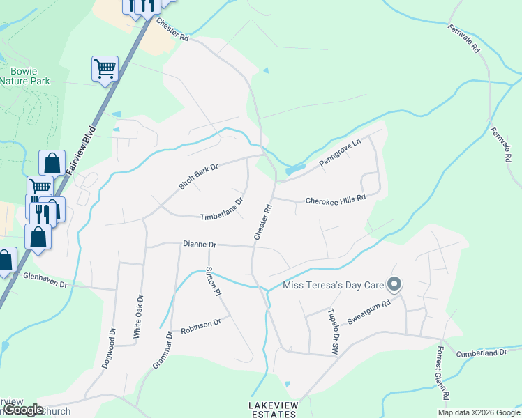 map of restaurants, bars, coffee shops, grocery stores, and more near 7508 Chester Road in Fairview