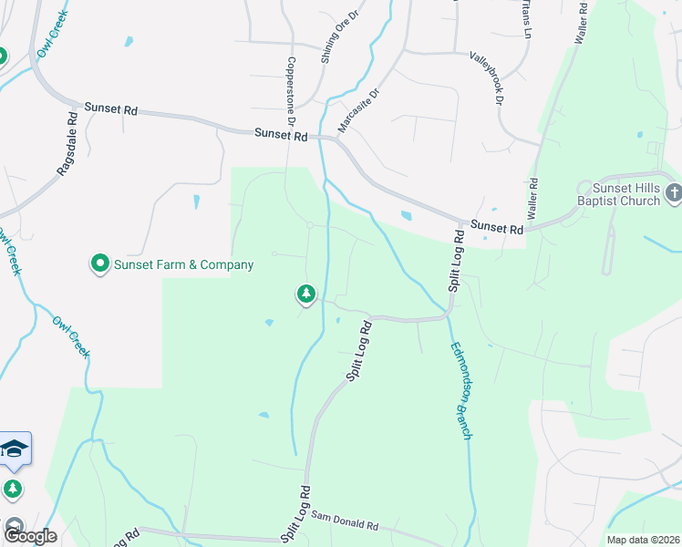 map of restaurants, bars, coffee shops, grocery stores, and more near 9828 Split Log Road in Brentwood