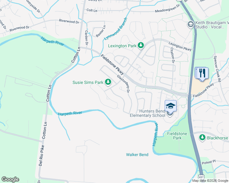 map of restaurants, bars, coffee shops, grocery stores, and more near 4013 Linden Court in Franklin