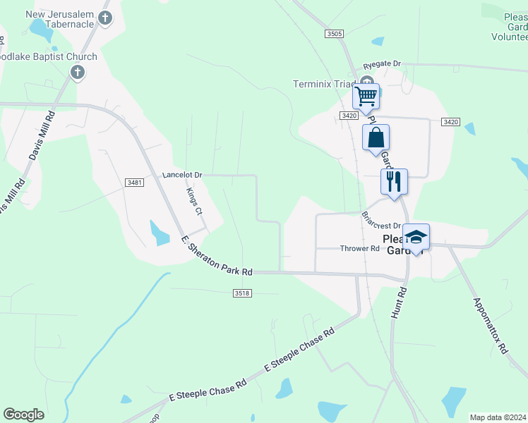 map of restaurants, bars, coffee shops, grocery stores, and more near 5925 Westdale Acres Drive in Pleasant Garden