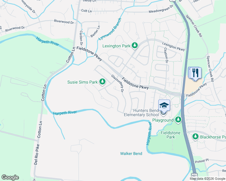 map of restaurants, bars, coffee shops, grocery stores, and more near 4013 Linden Court in Franklin