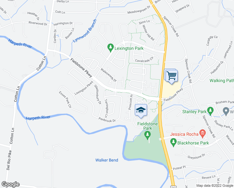map of restaurants, bars, coffee shops, grocery stores, and more near 7075 Penbrook Drive in Franklin