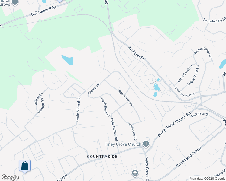 map of restaurants, bars, coffee shops, grocery stores, and more near 2325 Roundtree Road in Knoxville
