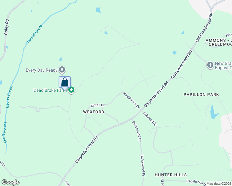 map of restaurants, bars, coffee shops, grocery stores, and more near 1309 Kintail Drive in Raleigh