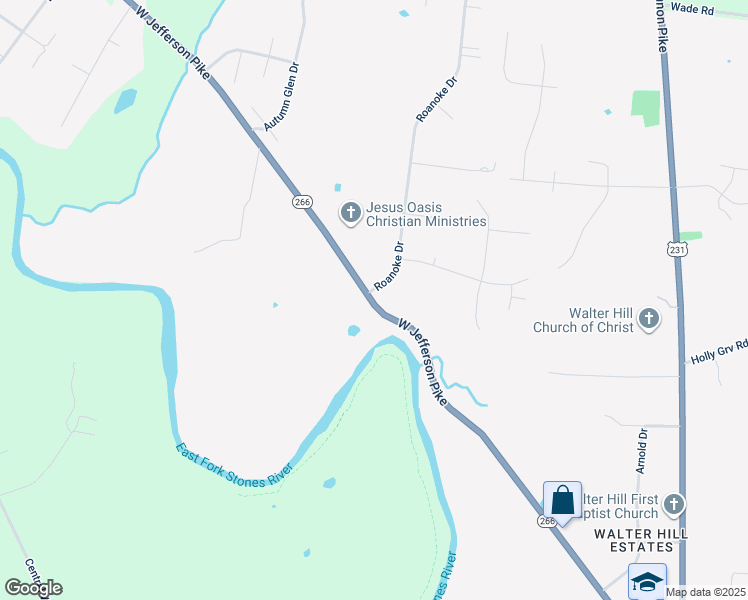 map of restaurants, bars, coffee shops, grocery stores, and more near 1218 West Jefferson Pike in Murfreesboro