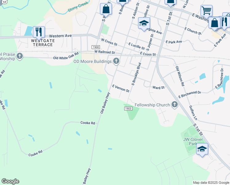 map of restaurants, bars, coffee shops, grocery stores, and more near East Vernon Street in Nashville