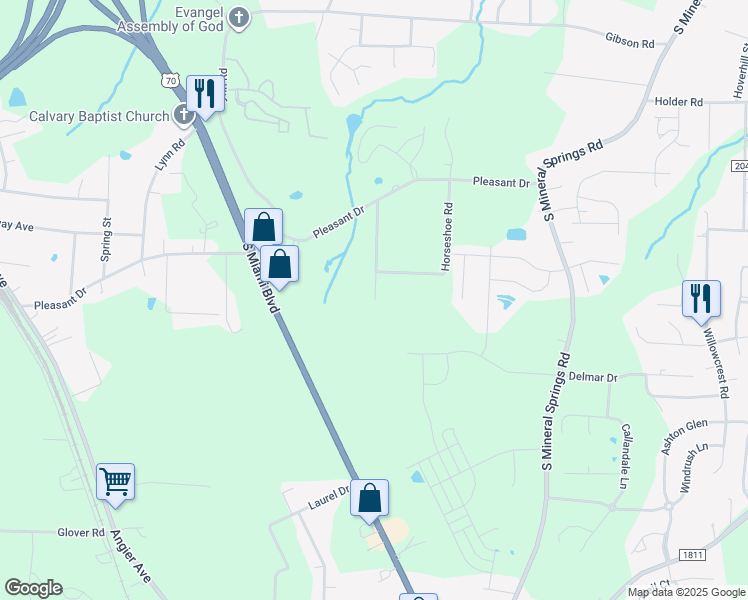 map of restaurants, bars, coffee shops, grocery stores, and more near 1149 West Horseshoe Road in Durham