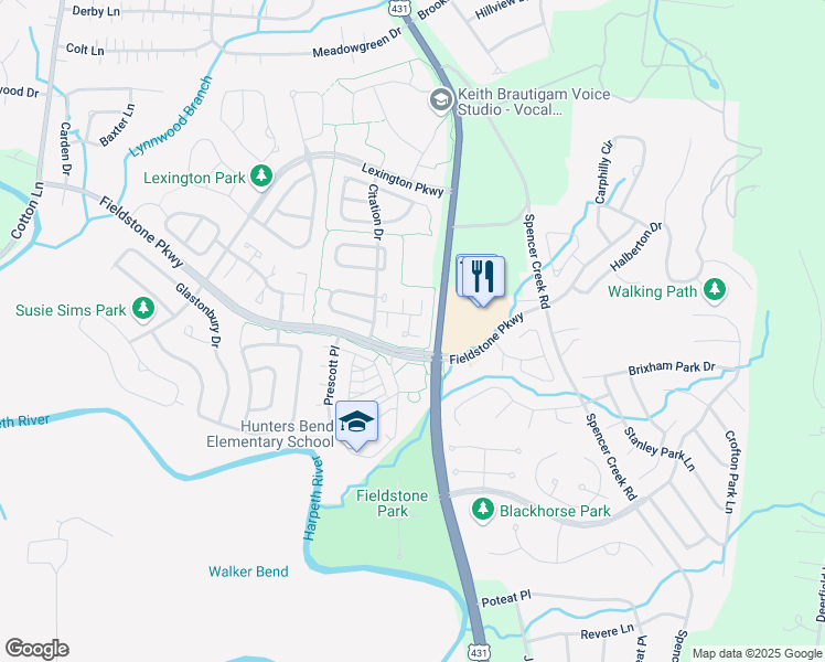 map of restaurants, bars, coffee shops, grocery stores, and more near 300 Montrose Court in Franklin