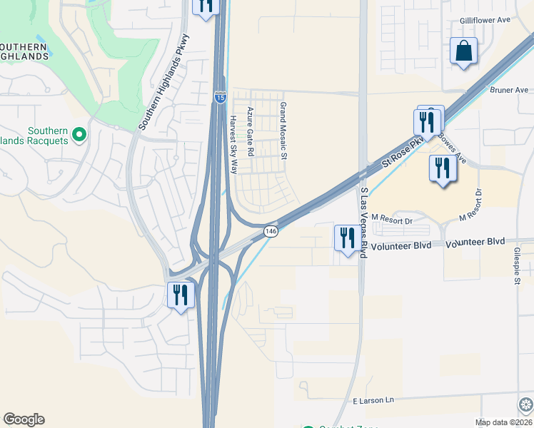 map of restaurants, bars, coffee shops, grocery stores, and more near Saint Rose Parkway in Enterprise