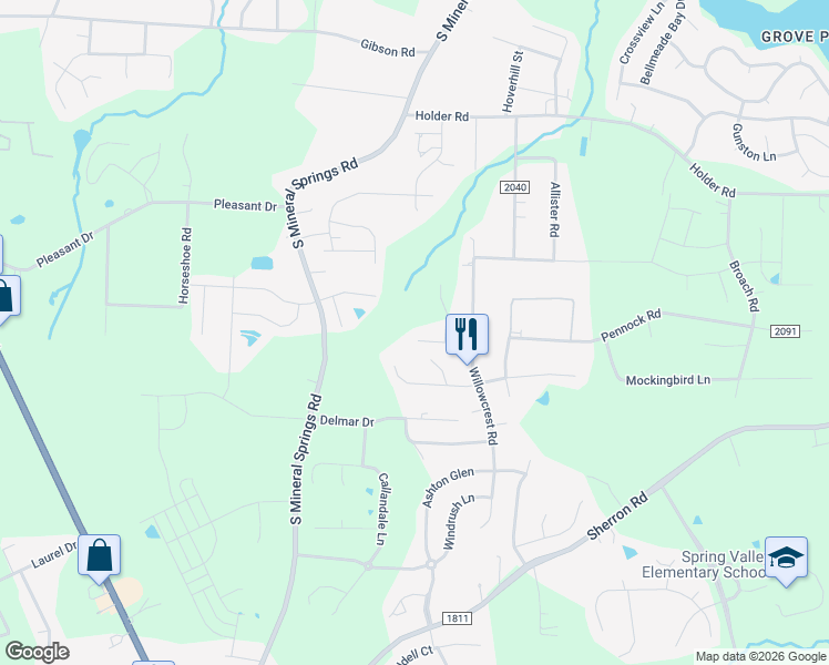map of restaurants, bars, coffee shops, grocery stores, and more near 216 Peninsula Court in Durham