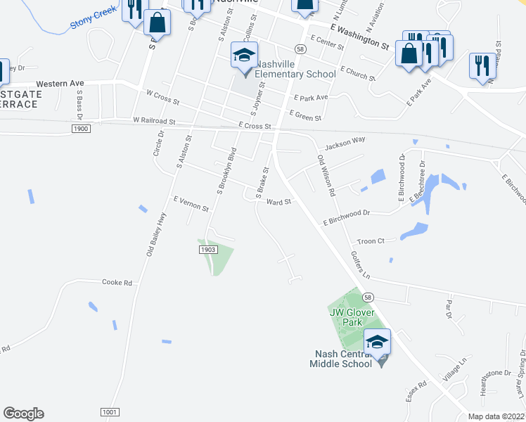 map of restaurants, bars, coffee shops, grocery stores, and more near 901 South Brake Street in Nashville
