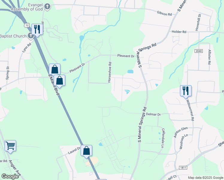map of restaurants, bars, coffee shops, grocery stores, and more near 1034 Thoughtful Spot Lane in Durham