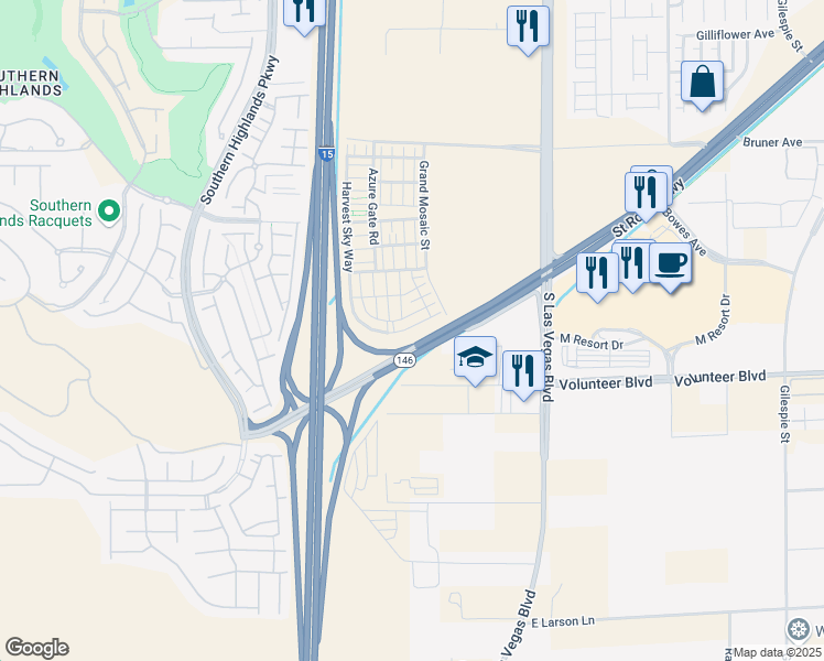 map of restaurants, bars, coffee shops, grocery stores, and more near 2755 Atomic Tangerine Way in Las Vegas