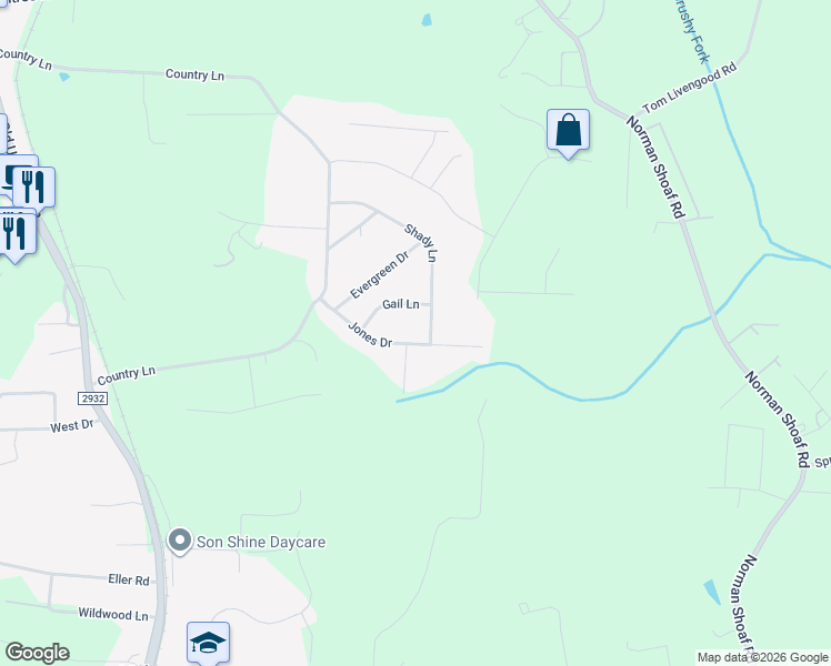 map of restaurants, bars, coffee shops, grocery stores, and more near 325 Jones Drive in Winston-Salem