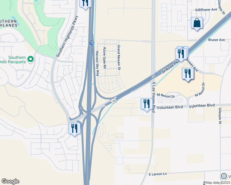 map of restaurants, bars, coffee shops, grocery stores, and more near 2755 Atomic Tangerine Way in Las Vegas