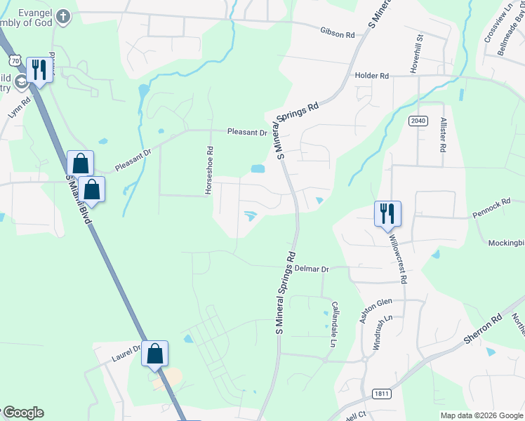 map of restaurants, bars, coffee shops, grocery stores, and more near 2031 October Drive in Durham