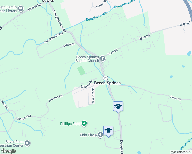 map of restaurants, bars, coffee shops, grocery stores, and more near 422 Johnson Road in Kodak